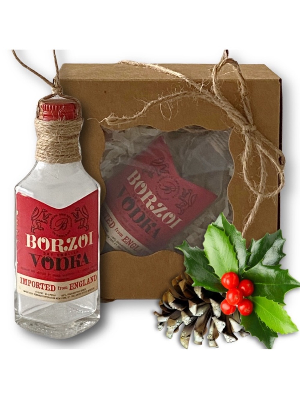 Borzoi Dry Imperial Vodka Artisan Vintage Glass Miniature Bottle Ornament